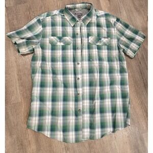 Eddie Bauer Shirts‎ Mens L Green Blue Plaid Proformance Outdoors Gorpcore Hiking